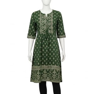 Vestidos Casuales Estampados Ecológicos de Algodón Orgánico Transpirable y Suave para Uso Diario, Moda Femenina, Proveedor Mayorista OEM - Product Image 1