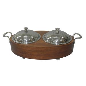 Exclusive Design Wedding Party Dinner Table Decoration Food Serving Wood Hot Pot Nickel Plated Lid Serving Hot Pot - Product Image 5