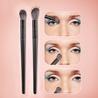 Pinceaux de maquillage haut de gamme noirs pour correcteur et fard à paupières, marque privée, pinceau de blending coudé/en forme de flamme pour fard à paupières, maquillage beauté du nez