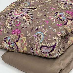 Tissu de qualité supérieure en crêpe naturel, motif éléphant, écologique, respirant, teint, fortement brodé, imprimé en position, matière tendance - Product Image 3