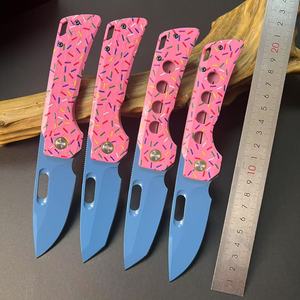 มีดพับอเนกประสงค์สีชมพูสำหรับ G10ทรงโดนัทมีด EDC แบบยุทธวิธีมีด D2ใบมีดมีความแข็งสูงเคลือบ PVD - Product Image 2