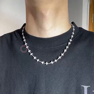 Collier Hip-Hop Star Bling pour femme en argent sterling 925 plaqué or fin D VVS chaîne à maillons en diamant de Moissanite naturelle cultivée en laboratoire - Product Image 3