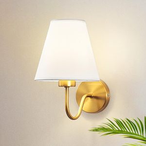 Polished Brass Finish <b>Wall</b> Sconces | Mid Century LED <b>Vanity</b> <b>Wall</b> <b>Lights</b> with Fabric Shade | Factory Supply Wholesale - Product Image 3