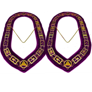 COLLAR DE CADENA HERRAMIENTAS DE TRABAJO DE ORO AZUL MASÓNICO HECHO A MEDIDA, JUEGO DE JOYAS GRATIS, COLLAR DE CADENA DE LODGE AZUL MASÓNICO - Product Image 1