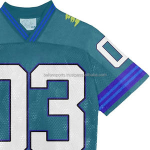 Camiseta de fútbol americano personalizada para hombre, Camiseta de algodón 100% de malla a rayas para hombre, camiseta de fútbol de moda estampada de corte holgado - Product Image 3