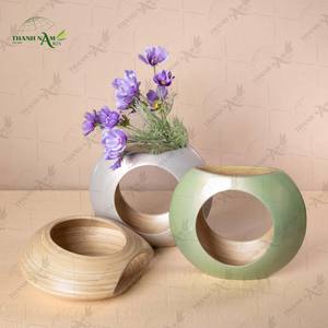 Vase de table en bambou fait main, personnalisable, enroulé, style Art déco, matériau naturel, écologique et durable, décoratif - Product Image 4