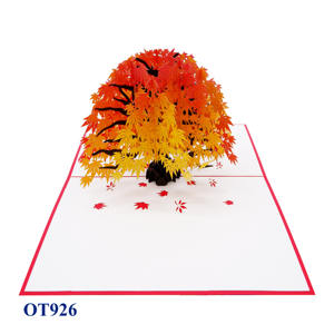Carte pop-up 3D en érable faite à la main, découpée au laser, feuilles d'automne pour anniversaire, Thanksgiving, anniversaire de mariage, Saint-Valentin, écologique - Product Image 2