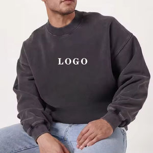 Sudadera corta de peso pesado Boxy Fit Crafted French Terry Fabric Sudadera de cuello redondo de gran tamaño personalizada Elegante lavado ácido - Product Image 2