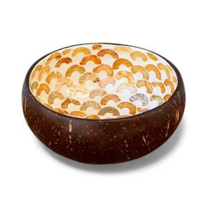 Cuenco de Coco Hecho a Mano con Incrustaciones de Nácar, Lacado, Natural, Ecológico y Sostenible para Decoración del Hogar - Product Image 1