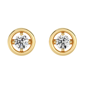 Clous d'oreilles de 2 carats en forme de diamant de laboratoire de forme ronde, couleur D VVS2, clarté en or jaune 14 carats pour femmes. - Product Image 1
