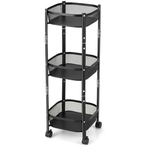 Three-Layer Metal Storage <b>Racks</b> with Wheels and Pull-Out Tray for Living Room Organization New Design Standing Type - Product Image 2