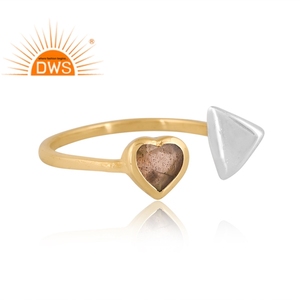 Último diseño hecho a mano 18K chapado en oro labradorita natural anillo ajustable Demi joyería fina para mujer regalo para ella - Product Image 2