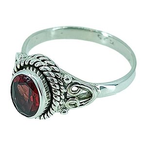 Red <b>Garnet</b> 925 Sterling <b>Silver</b> Handmade Boho <b>Ring</b> Oval Cut January Birthstone Jewelry Perfect Gift for Her Birthday Anniversary - Product Image 1