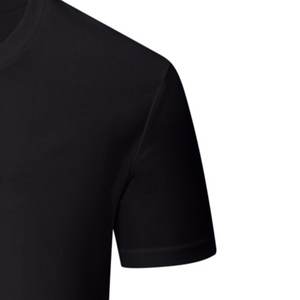 T-shirt à manches courtes en pur coton à col rond épais, ample, couleur unie, blanc, bas pour hommes et femmes, couleur unie - Product Image 4