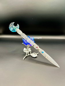Wholesale Handcrafted Selenite Blue Opalite Crescent Moon <b>Wand</b> Feng Shui Wire Wrapped Polished <b>Crystal</b> Magic Stick Mascot Pillar - Product Image 6
