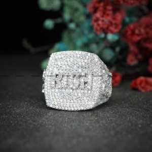 Anillo de Hip Hop con Logotipo de Letra Personalizado, con Incrustaciones de Moissanita, Pasa el Test de Diamantes, Plata de Ley 925, Joyería Fina para Hombre, por Phoenix Enterprise - Product Image 3