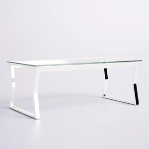 Table basse moderne en acier inoxydable écologique, fabriquée à la main avec un plateau en verre, pour une utilisation polyvalente en intérieur - Product Image 1