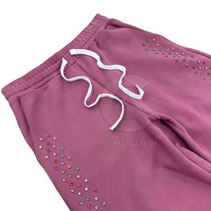 กางเกงยีนส์ผู้ชายประดับพลอยเทียมวินเทจทรงหลวมกางเกงลำลองประกายระยิบระยับ - Product Image 3