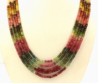 Collier de mode multi-tourmaline Accessoire chic et élégant Collier de perles rondelle à facettes en tourmaline