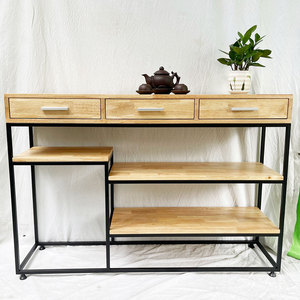 Contemporary Industrial Luxury Accent <b>Console</b> <b>Table</b> with Wooden Top and Iron Frame-CST039 - Product Image 3