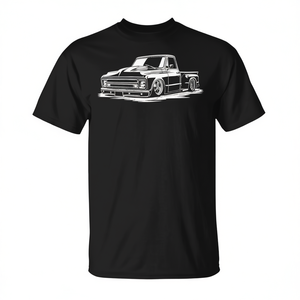 T-shirt classica Old School 1967 C10 Stepside Truck Silhouette con design vintage promozionale di camion - Product Image 3
