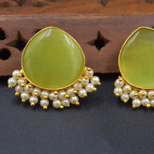 ต่างหูทองเหลืองชุบทองแบบใหม่ ต่างหูสำหรับผู้หญิง ของขวัญงานแต่งงาน งานหมั้น ต่างหูเรียบง่าย ขายส่ง - Product Image 1