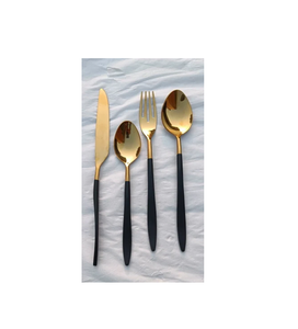 Vaisselle Couteau Fourchette Cuillère 4 Pièces Or 430 Acier Inoxydable Miroir Polissage Bambou Couverts Pièce - Product Image 6