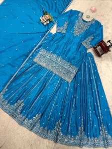 Conjunto de lehenga de diseñador de lujo en georgette sintética con bordados intrincados, perfecto para programas culturales festivos y bodas. - Product Image 6