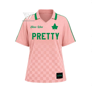Vente en gros Alpha grec |   Kapa |   Vêtements Alpha Sorority pour femmes, polo de sport à col en V, sublimé, à motif damier, maillot de football - Product Image 1