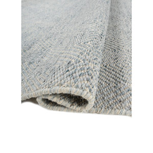 Alfombra de Lana Hecha a Mano Abrash Azul, Rectangular Grande de 9x12 para el Hogar, Pasillo y Entrada, Tejido Plano PDWL-497 - Product Image 2