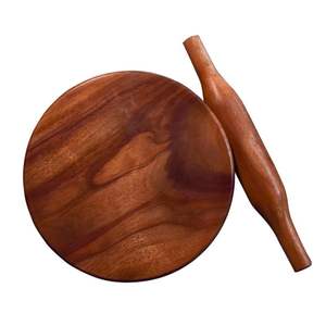 Tablero rodante de madera indio tradicional de alta calidad y Pin Roti Maker Pan Utensilios para hornear Tablero rodante con rodillo de madera - Product Image 2
