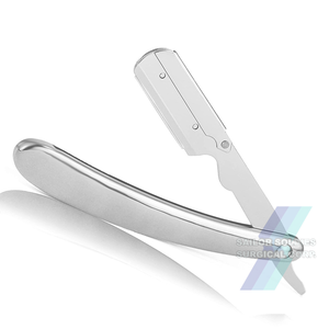 Maquinilla de afeitar recta profesional para peluquero, precio al por mayor, Asa plegable, maquinilla de afeitar de color plateado de acero inoxidable para barbería - Product Image 1