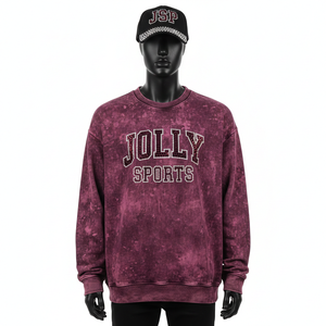 Men Vintage Sun Fade <b>Sweatshirt</b> Heavyweight Cotton <b>Fleece</b> GSM Washed Look Rhinestone Logo Custom wash basics <b>Sweatshirt</b> for Men - Product Image 6