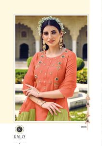 Kurta de Algodón Suave con Falda, con Bordado Intenso, Trabajo de Lentejuelas, Estampado Digital, Trabajo Manual con Espejo y Mangas Largas - Product Image 6