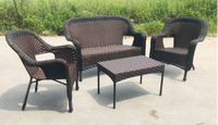 4-teiliges PE-Rattan Outdoor-Sitzgruppen-Set 2-Sitzer-Sofa 2 Sessel Couchtisch Terrassen-Korbmöbel Großhandel