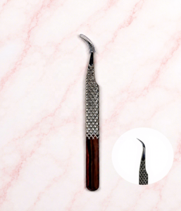 Pince à épiler noire de qualité supérieure testée à la main, pointe dorée en acier inoxydable, pince à isolation classique pour volume, logo personnalisé OEM - Product Image 3