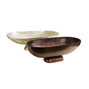 Cuenco de mesa de aluminio de nuevo estilo hecho a mano, gran oferta, forma ovalada para decoración del hogar, cuencos de ensalada de frutas y flores de fiesta - Product Image 4