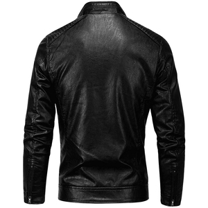 Men's Leather Fashion Clothing Leather Jacket Bikers Motor <b>Bike</b> Jacket for Man Trench Coat Male Stand Collar jacket for men - Product Image 4