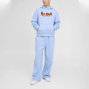 Venta al por mayor de chándal de gran tamaño para los hombres de peso pesado 100% de algodón de lana de 2 piezas pantalones de chándal holgados y Sudadera con capucha conjunto de chándal para hombre - Product Image 4