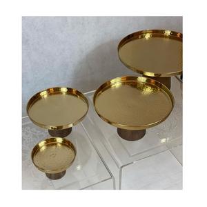 Serveur de dessert Support à gâteau martelé en acier inoxydable en couleur or et argent Vaisselle Gâteau au chocolat en vrac - Product Image 6