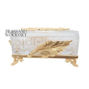Crystal Elegance Caja de pañuelos Vidrio y latón macizo Diseño de lujo - Product Image 2