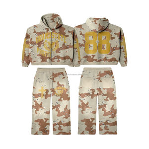 Chándal de hombre de lana tecnológica con logotipo personalizado Original de alta calidad, estilo de cremallera frontal, 2 piezas, chándal para correr para hombre, chándales de gimnasio - Product Image 1