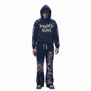 Chándal con Estampado de Pantalla Grande y Pedrería, Tejido Cálido y de Alta Densidad, para Ropa Urbana, Unisex - Product Image 2