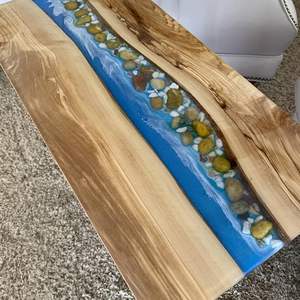 Living Room Luxury Handcrafted Epoxy Resin Rectangle Modern Waterproof Dining Table Acacia Wood Top Customizable Wedding <b>Gift</b> - Product Image 3