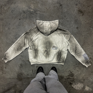 Pulvérisation personnalisée Gradient Zip Up Hoodie Avec Strass Patchwork Boxy Cropped Fit Streetwear Veste Zipper Hoodies Pour Hommes - Product Image 2