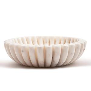 Bol à fruits en marbre blanc - Bols larges pour porte-bagues - Plateau à bijoux, bol à clés décoratif, plateau de coiffeuse - Organisateur de table à manger - Product Image 2