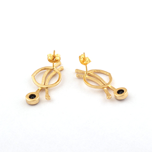 18k Gold-Plated Natural <b>Black</b> Onyx Designer <b>Earrings</b> for Women Everyday Wear <b>Studs</b> <b>Earring</b> - Product Image 5