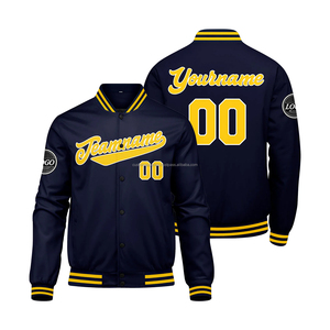 Veste universitaire décontractée à col montant personnalisée avec boutons pression manches en cuir tissu de laine et Decoration-MCACVJ-73 de broderie - Product Image 1