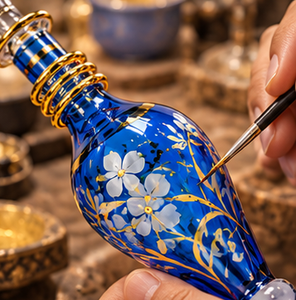 Frascos de Perfume de Vidrio Grabado al Ácido Hechos a Mano en Egipto con Tapón de Vidrio, Múltiples Opciones de Color, Personalizables - Product Image 2