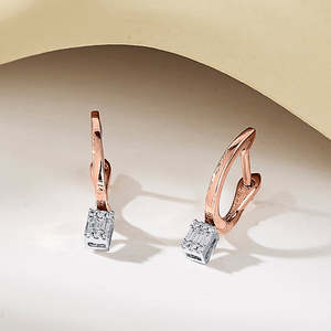 ต่างหูคริสตัลทรงกลมสีโรสโกลด์ Gleam Point สำหรับผู้หญิง - Product Image 1